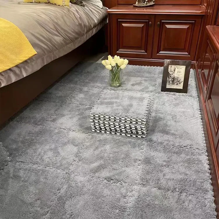地毯床边毯拼接地垫卧室房间全铺2024新款网红阳台客厅家用灰色垫
