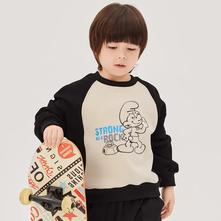蓝精灵THE SMURFS 2023年秋装新款儿童圆领时尚撞色卫衣LANH0007