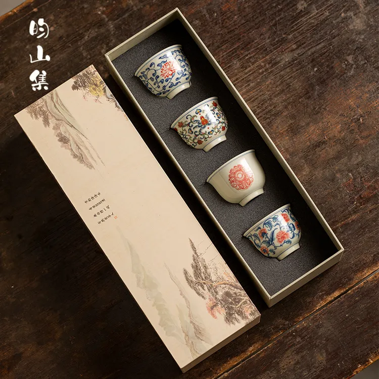 主人杯茶杯手工仿古青花茶盏个人专用高档套装礼盒陶瓷品茗杯单杯