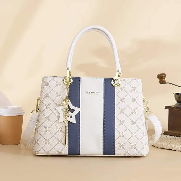 女包2024新款软皮大容量撞色手提包简约轻奢通勤托特包可单肩斜挎