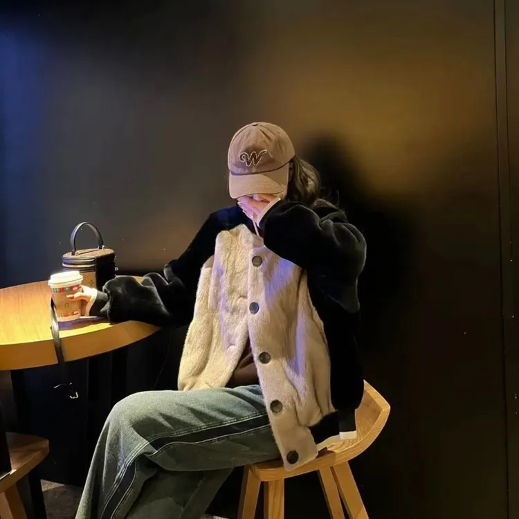 海宁2024进口水貂棒球服男女同款休闲时尚爆款上档次冬季皮毛一体