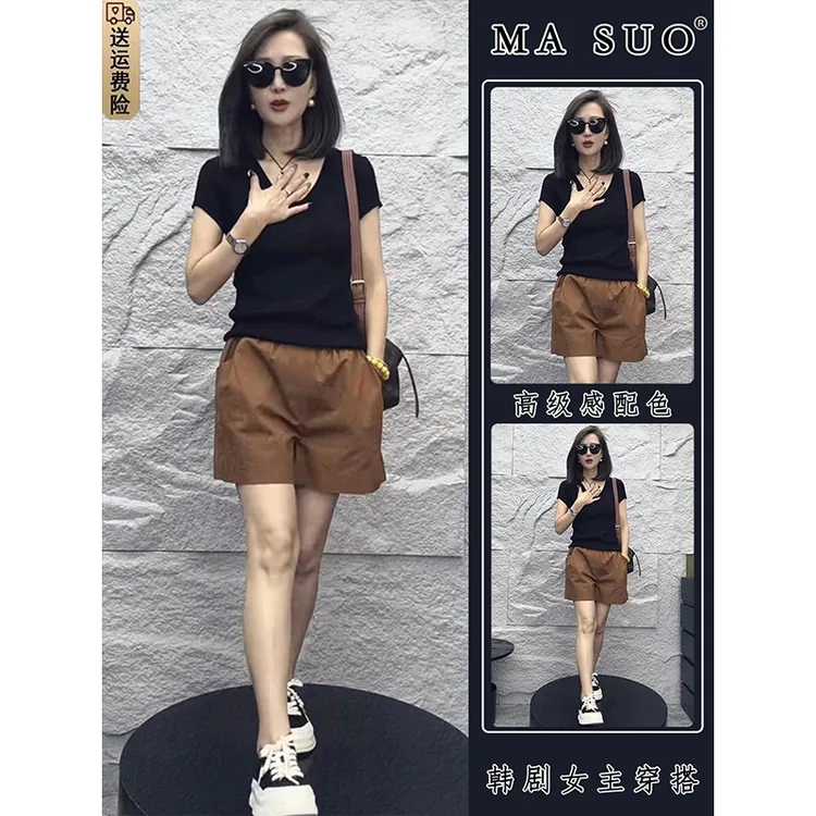 2025新款夏天穿搭一整套减龄洋气时尚设计感小众上衣短裤两件套装