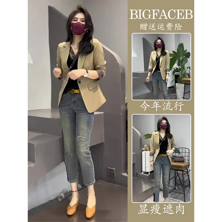 2025早秋新款干练气质女装盐系轻熟网红炸街西装职业裤子两件套装