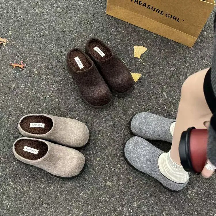 小驴蹄（富婆版）|6CM内增高设计款加棉冬增高尼料半拖鞋