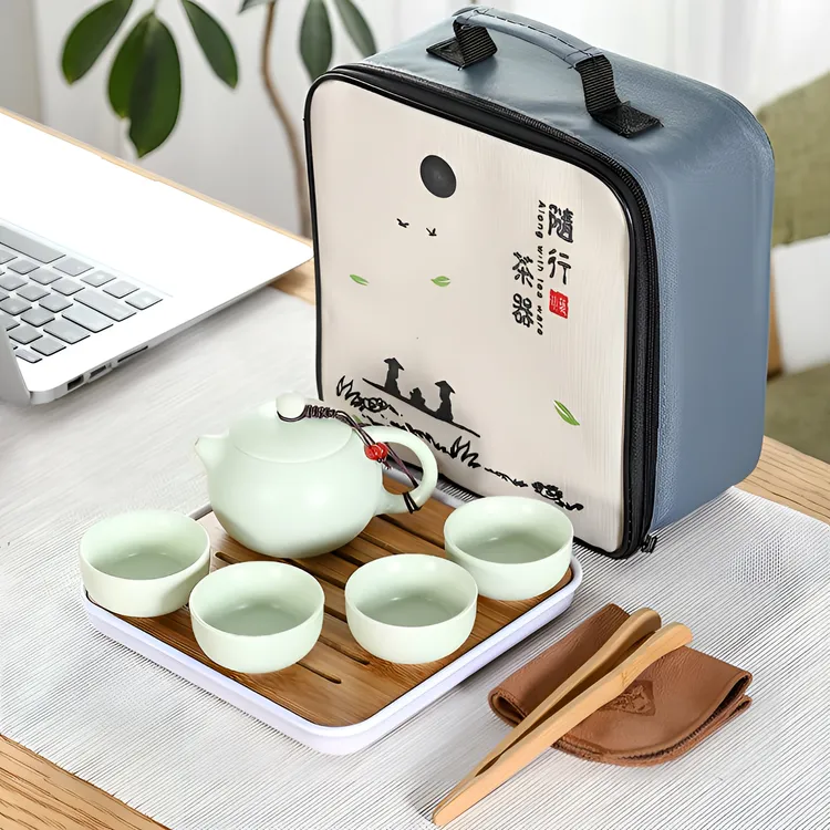 拉萨发货西藏包邮功夫茶具1壶4杯户外家用便携式酥油茶杯套装