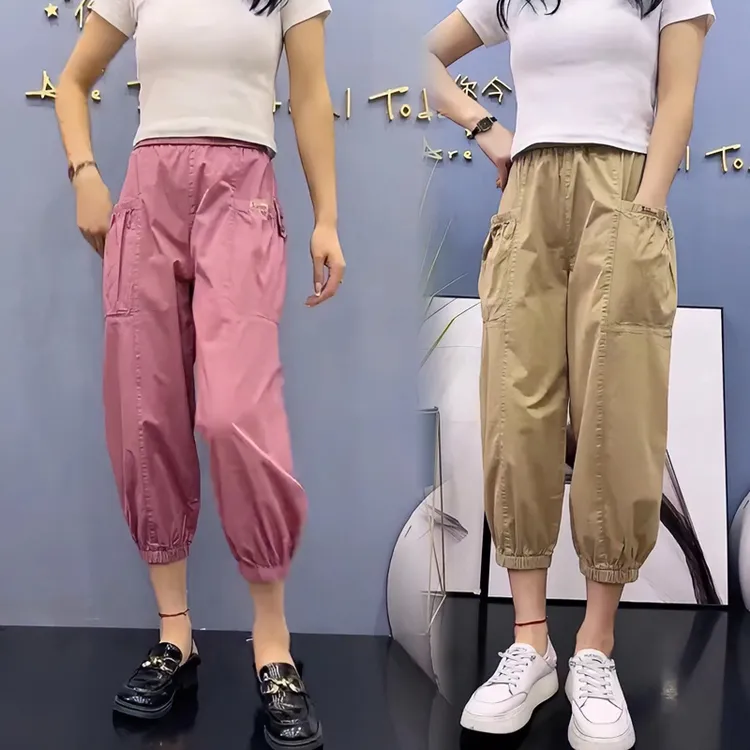 夏季时尚新款八分灯笼裤透气薄款速干哈伦裤女休闲裤宽松百搭7709