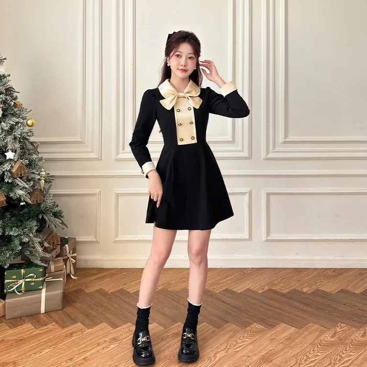 88292黑色连衣裙法式轻奢高级感正式场合精致小众连身裙子显瘦