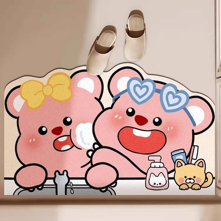 卡通露比防滑吸水硅藻泥浴室速干地垫家用入户门垫地垫入户门垫
