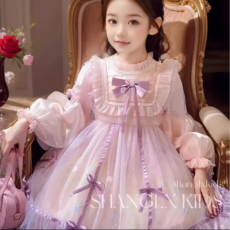 女童洛丽塔公主裙秋装2024新款洋气儿童蓬蓬纱裙连衣裙女孩生日裙