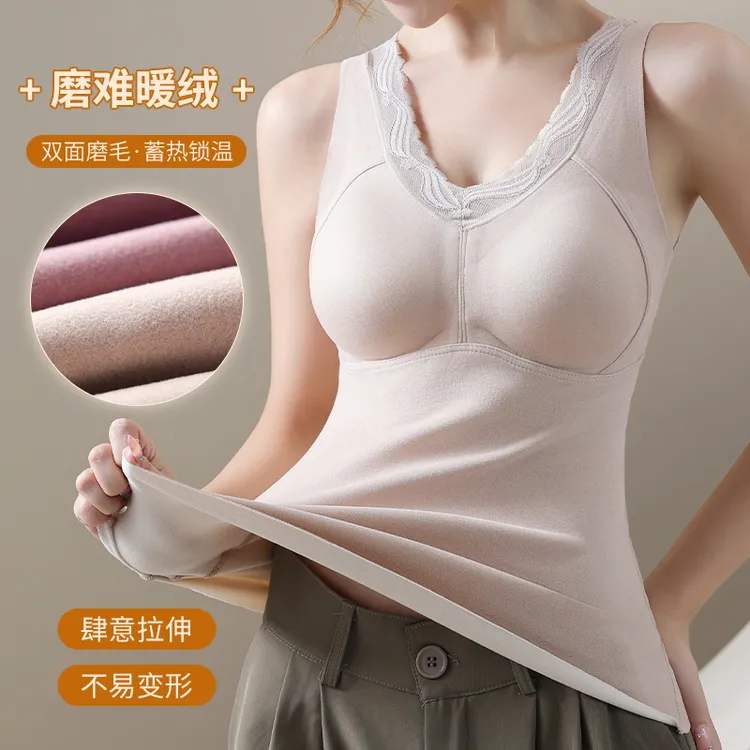 聚拢加厚双面大码女士外穿内穿秋冬季一体式加绒蓄热舒适修身内衣
