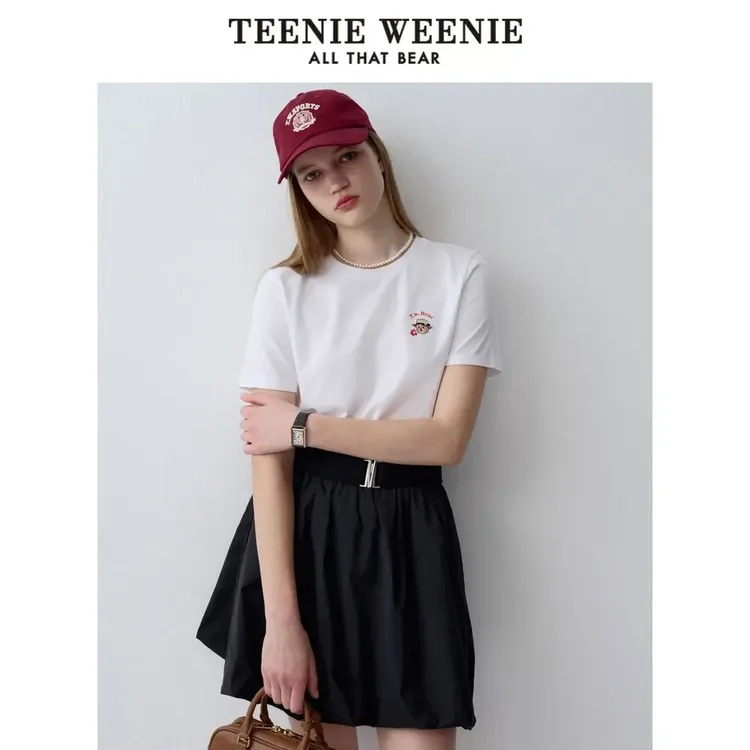 【凉感速干】TeenieWeenie小熊24年圆领正肩短袖T恤女TTRW242501T