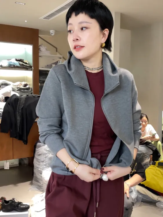 JING2025新款春季女装时候帽衫外套 纯色百搭休闲连帽上衣外套