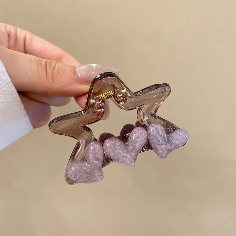 甜美爱心百搭发夹女前额优雅丸子头抓夹头饰高级感半扎后脑勺发卡