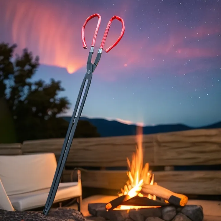 老式锻打加厚火钳煤炭夹包胶手柄耐高温家用添柴加火炉具专用配件