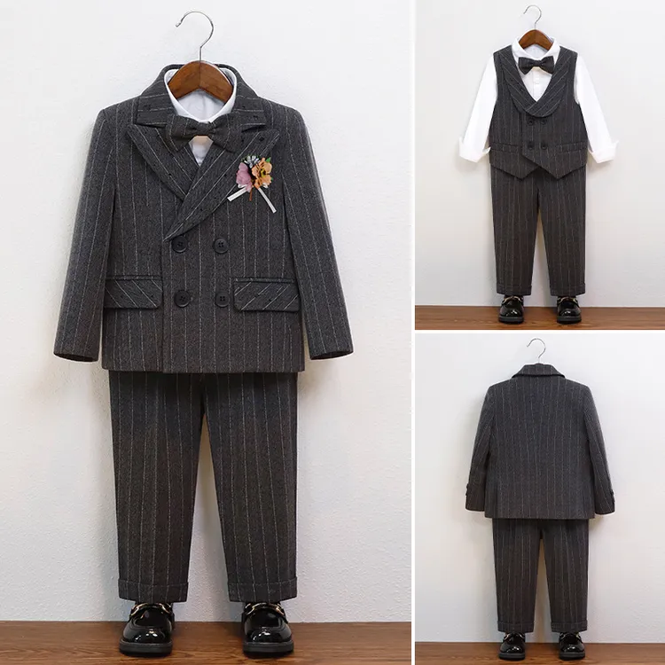 男童西装英伦条纹小西服儿童演讲主持钢琴表演服宝宝周岁花童礼服