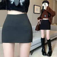 复古开叉半身裙女2025秋冬高腰显瘦包臀裙辣妹性感A字短裙防走光 