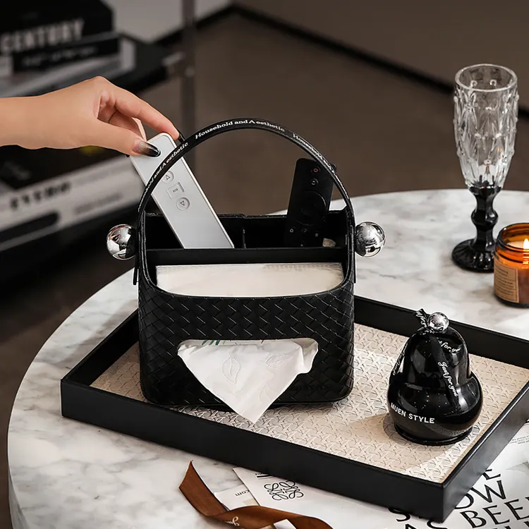 餐桌可旋转纸巾盒客厅轻奢高档纸抽盒桌面多功能创意茶几盒收纳盒