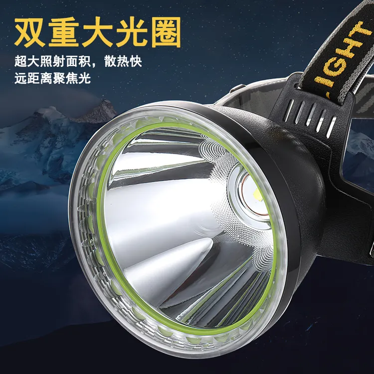 新款强光分体头灯超亮led头戴式防水户外灯20000毫安背灯P50头灯