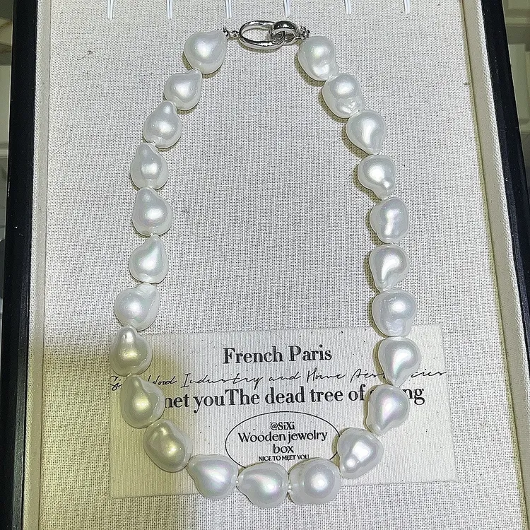 铜合金仿珍珠项链 巴洛克仿珍珠项链白色气质