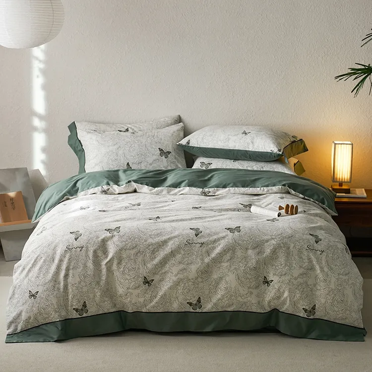 新款复古轻奢全棉印花四件套纯棉1.8m被套加大双人套件床单床笠款