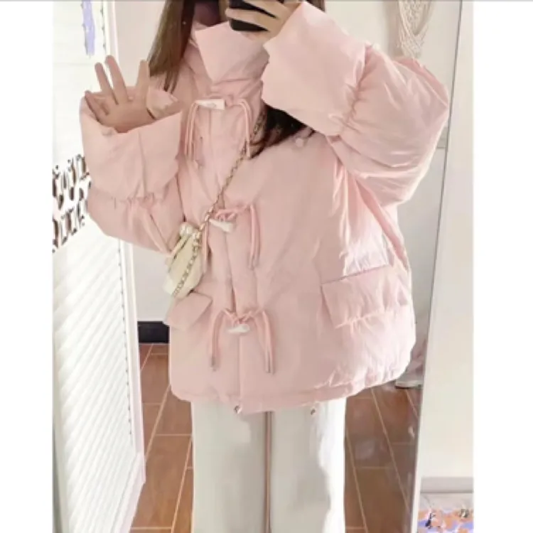 牛角扣设计感短款棉服女2024年新款秋冬季韩系棉衣外套面包服棉袄