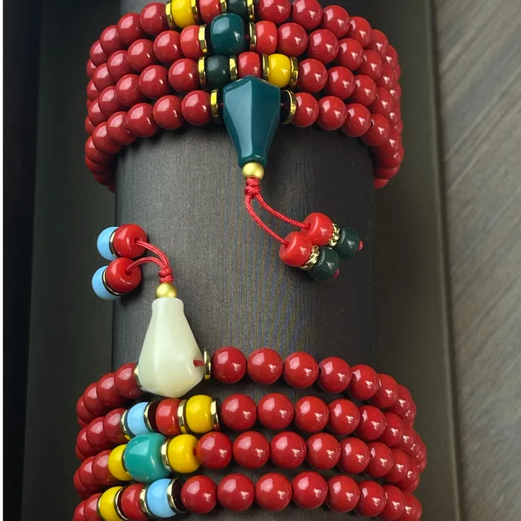 108颗紫金砂雪巴琉璃配饰手链