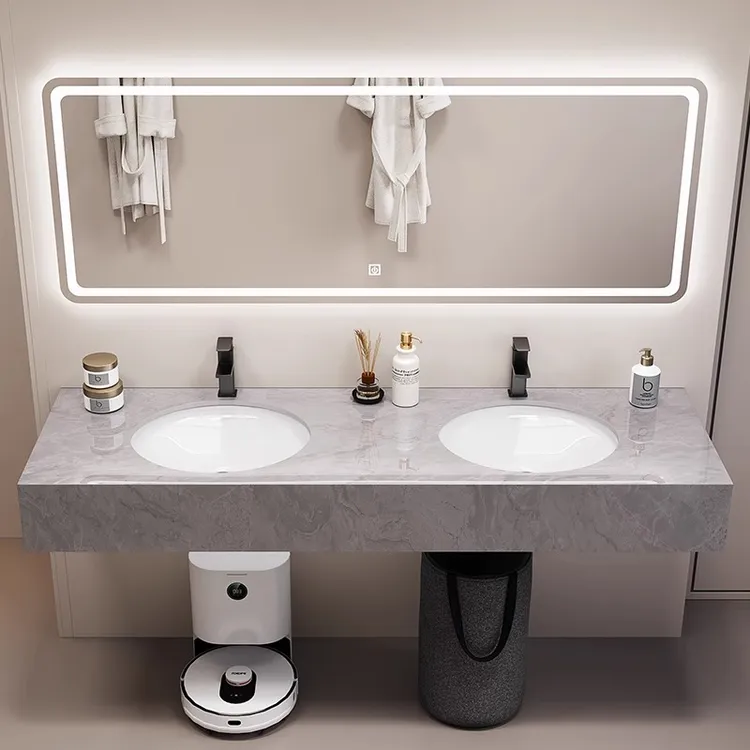 公共厕所大理石双盆洗漱台浴室柜组合商用卫生间洗脸盆洗手盆套装