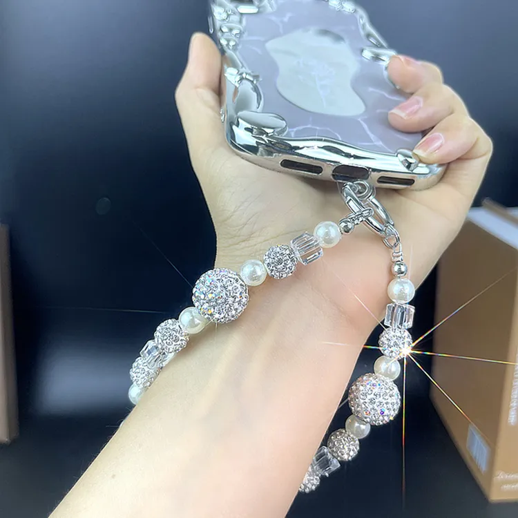 轻奢闪钻手机链条手机壳钥匙扣手腕带手提挂链包包挂饰手机链挂绳