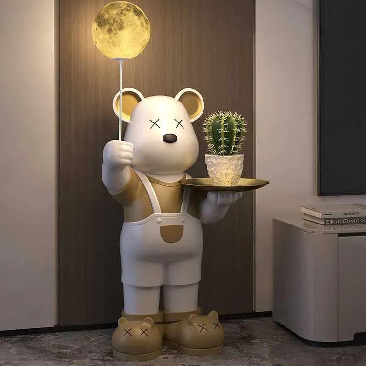 熊熊创意专用落地摆件轻奢月球灯客厅大型家居装饰品乔迁新居礼品