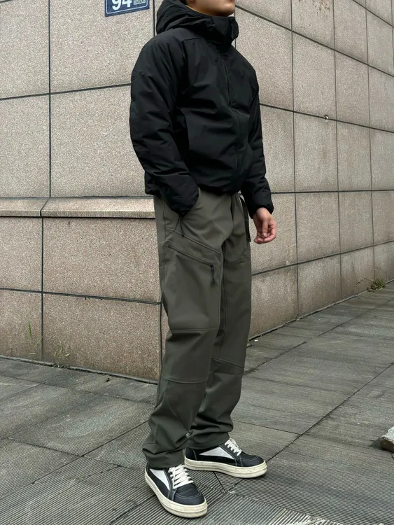 SOS秋冬加绒保暖美式三防户外登山裤多裁片拼接口袋工装休闲裤男