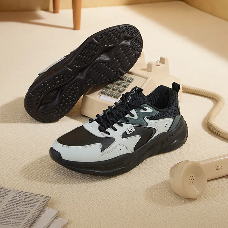 361°男鞋运动鞋2024秋冬季革面防泼水休闲跑步鞋