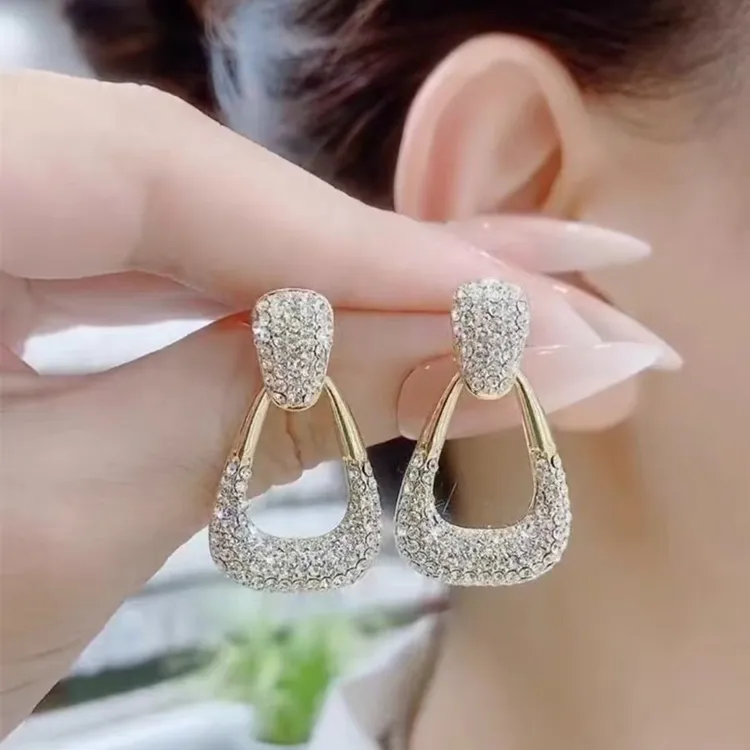 满钻几何耳环小众设计感高级耳环8137