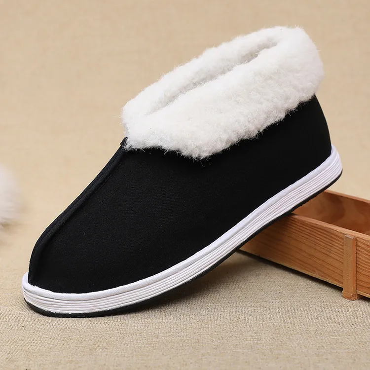 老北京布鞋冬季千层底男棉鞋加厚绒保暖宽松爸爸鞋防滑老人棉靴子