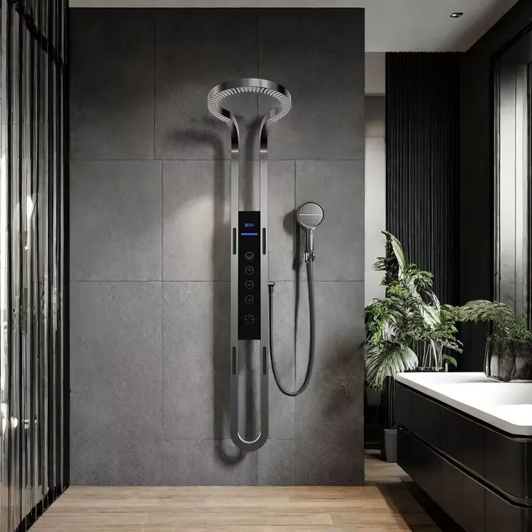 高端大圆环花洒超大顶喷多功能全铜淋浴花洒套装全套增压数显家用