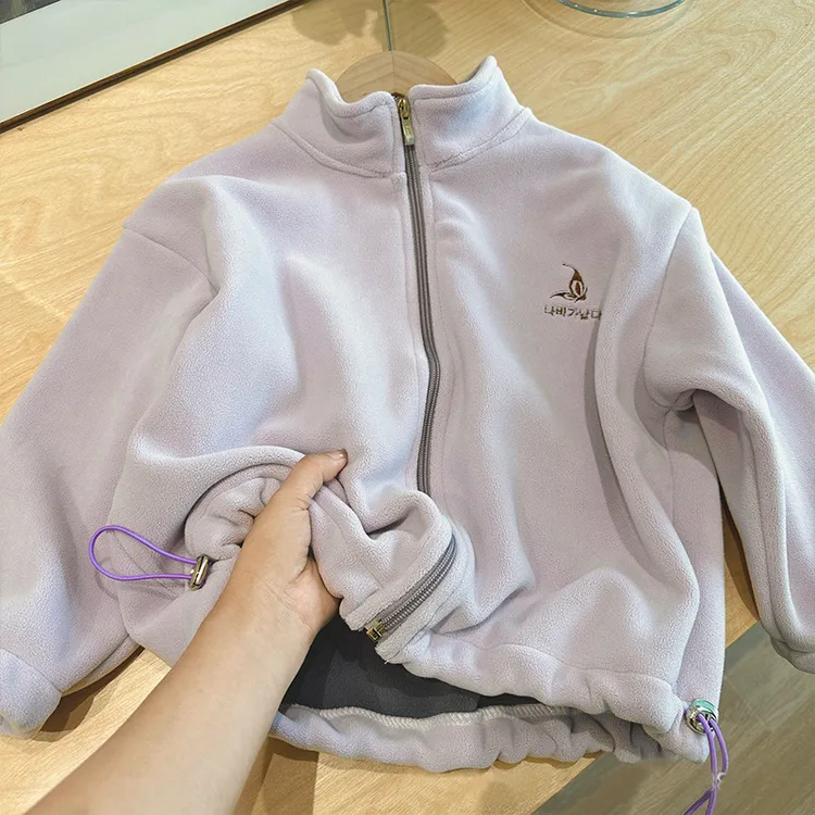 宜多多儿童奥粒绒女童摇粒绒外套双面抓绒颗粒绒男大童下摆收束