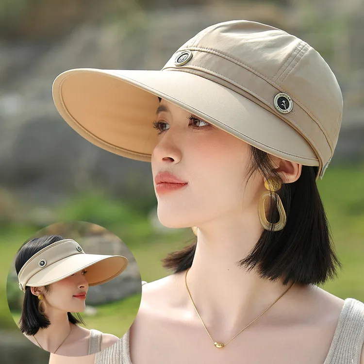 帽顶可拆卸帽子防晒太阳帽钓鱼时尚百搭遮脸韩版骑车防晒帽大帽檐