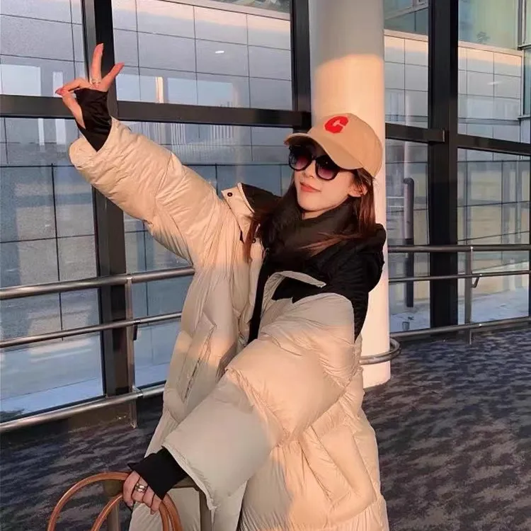 棉衣棉服女中长款时尚百搭休闲连帽情侣潮流加厚保暖韩版秋冬棉袄