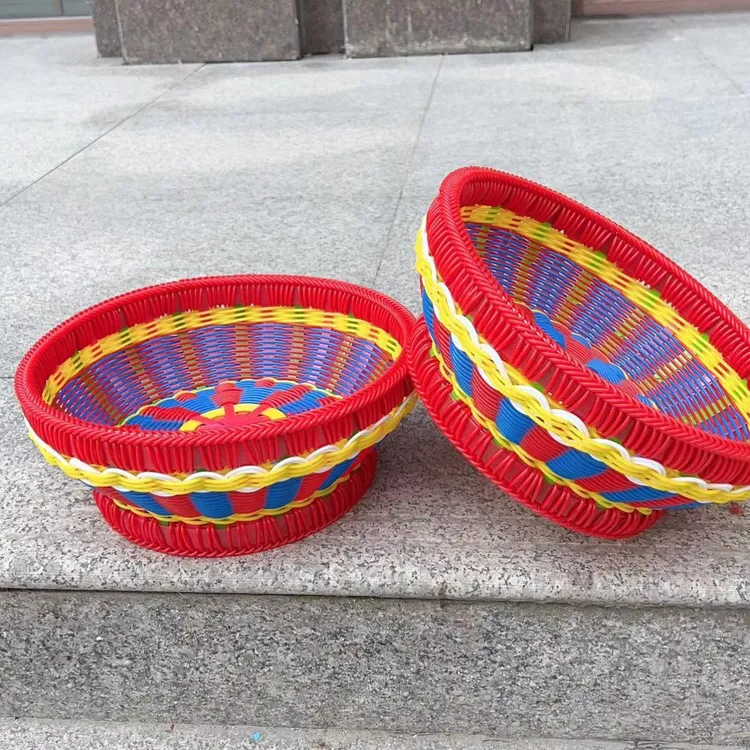 水果盘一对 纯手工藤条编织 鸡蛋瓜子零食筐编篮客厅篮子家用储物