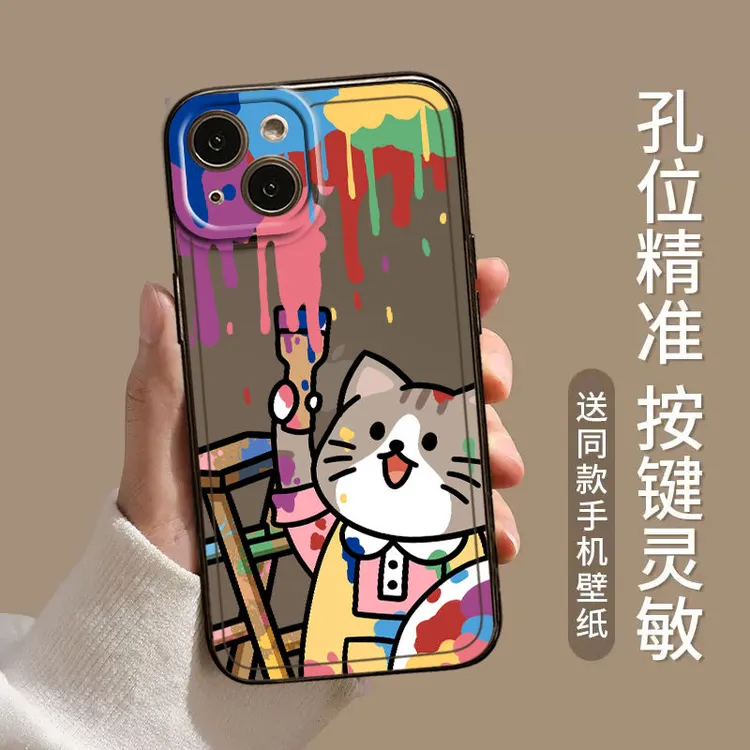 多巴胺情侣手机壳适用苹果15promax猫咪iphone14小狗透明12全包13