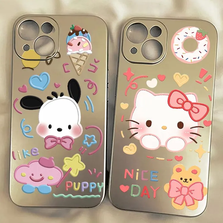 hellokitty猫帕洽狗适用苹果手机壳女iphone14创意13情侣12电镀银