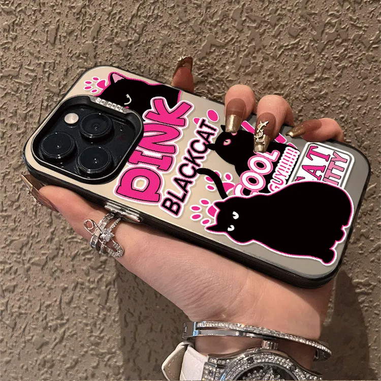 可爱黑猫适用苹果15手机壳iphone14promax/xs高级13女款11保护套