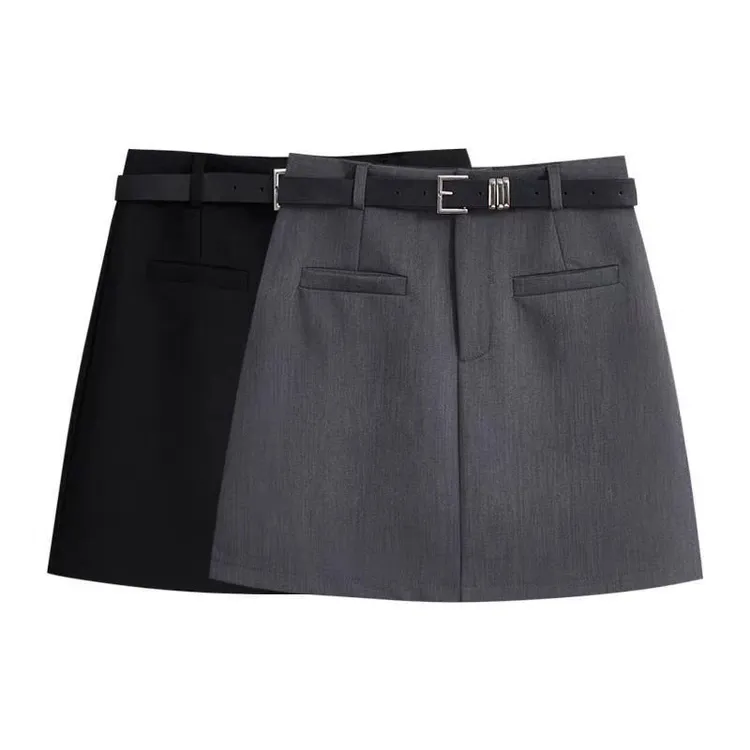 2024秋季新款高腰西装半身裙女百搭显瘦A版黑色防走光短裙半身裙