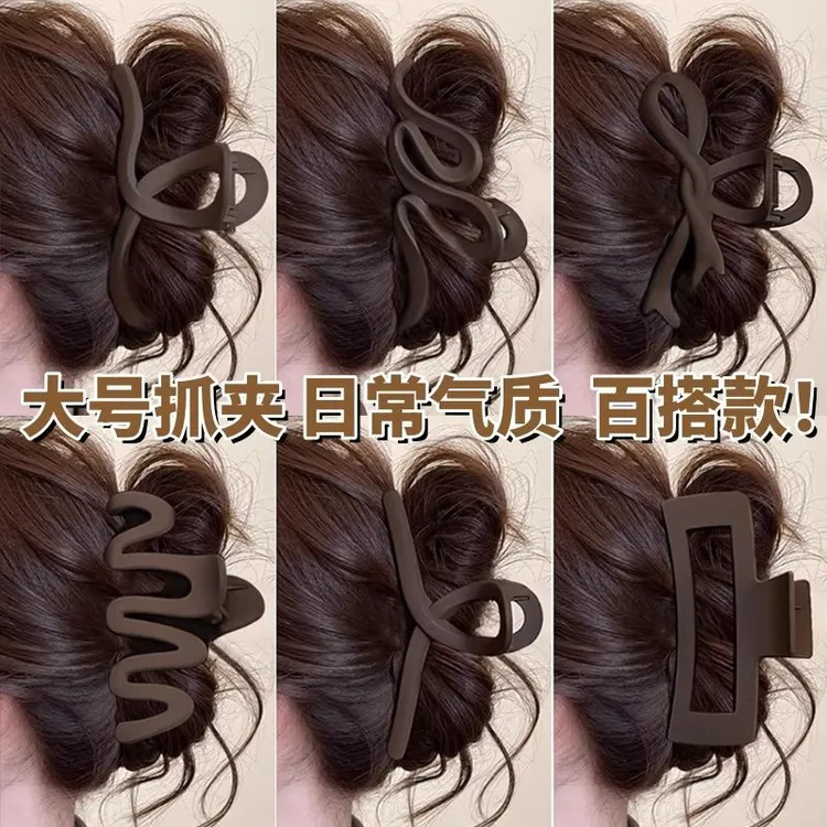 秋冬奶咖系抓夹大号发量多百搭爆款鲨鱼夹高级感发夹气质慵懒风女