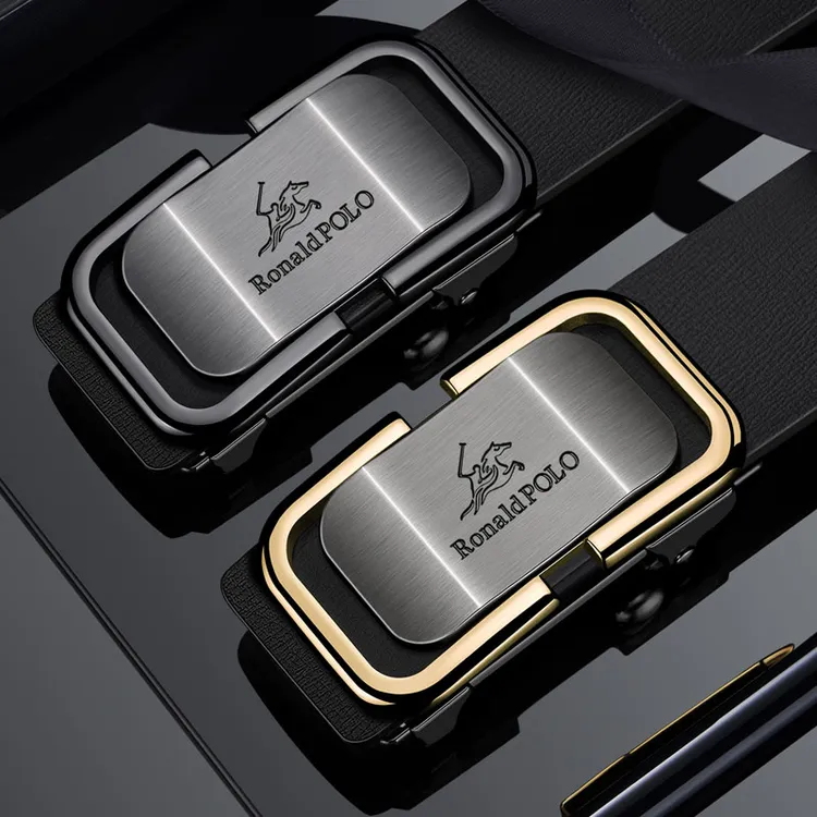 【十二生肖】保罗真牛皮带男士自动扣无牙内穿男款腰带高档商务裤带