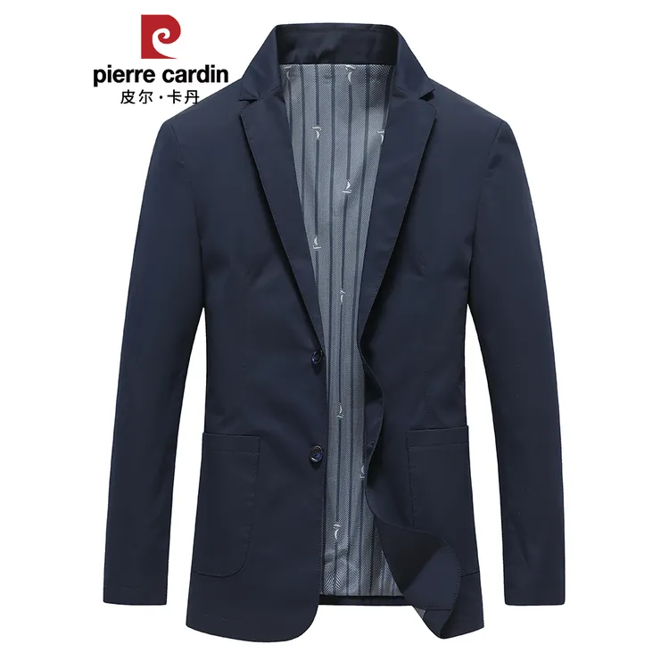 皮尔卡丹纯棉休闲西服男秋季新款抗皱西装便服单西外套小西装男装