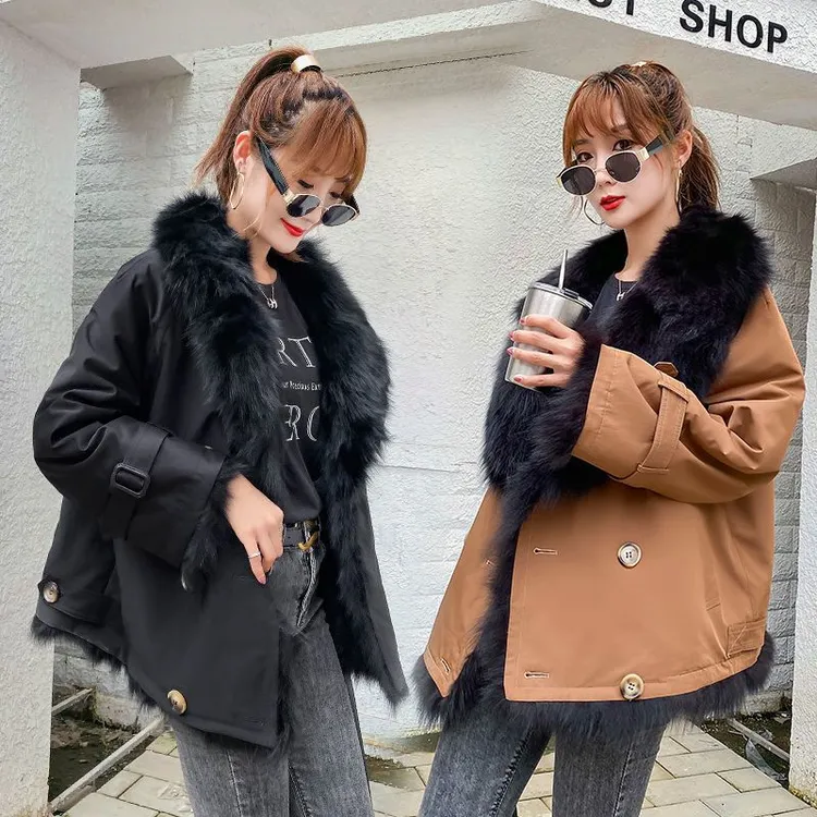 皮草女外穿新款冬季狐狸毛外套两面穿海宁貉子毛内胆冬防寒大衣女