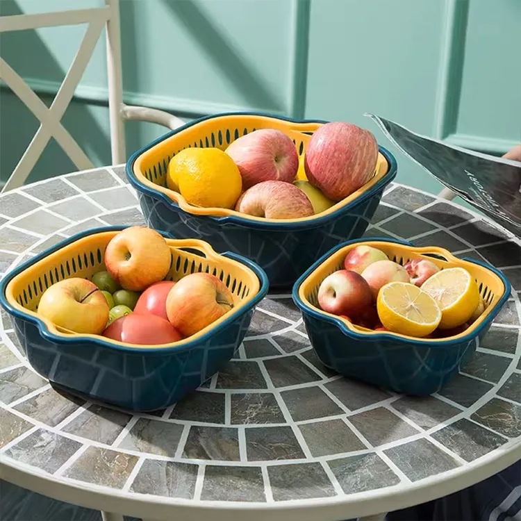 尚邦乐【8件套】加厚沥水篮洗菜盆水果厨房神器水槽厨具双层设计