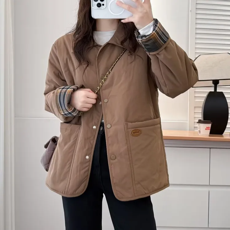 大码棉服女2024年新款韩版秋冬季夹棉衣外套时尚保暖轻薄小棉袄子