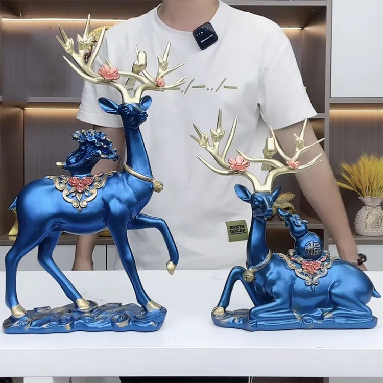 【厂家直销】福鹿三件套鹿金色鹿创意家居饰品电视柜酒柜茶几玄关