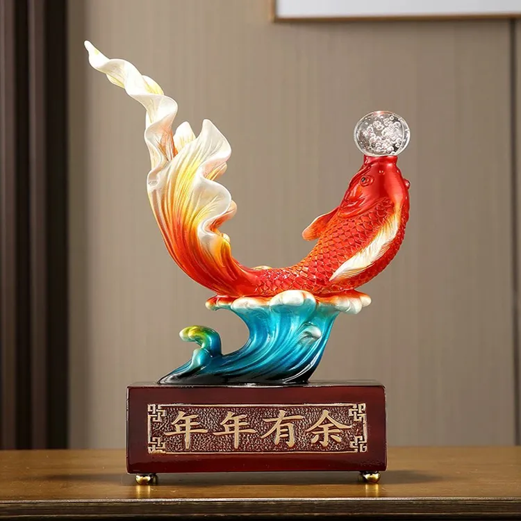 泉屿高档年年有余锦鲤家居客厅酒柜摆件乔迁新居展示柜礼物装饰品
